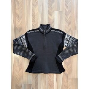 Obermeyer Madeline Fitted Womens Sweater Gray Fair Isle Ski Pullover Size M